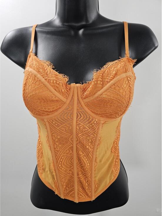 Garage Other - Garage Orange Mesh & Lace Bustier Corset Top